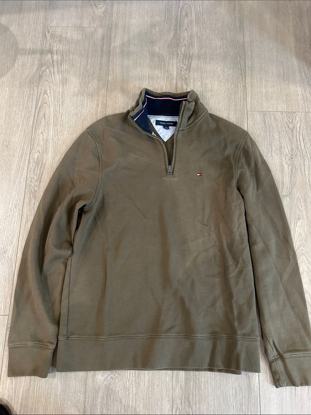 Tommy Hilfiger Men's Olive Green Quarter-Zip Sweater